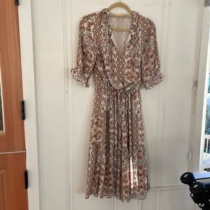 Tory Burch Serena printed silk dress sz 8 but can fit smaller sizes
